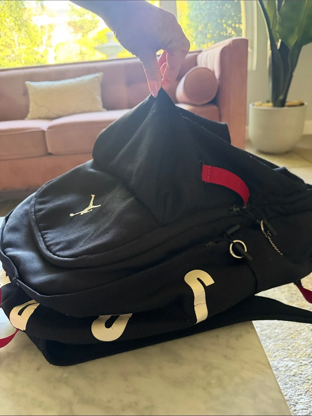Jordan Black Backpack with Red Accents